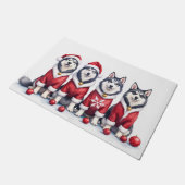 Alaskan Malamute Weihnachtskleid Santa Hut Fußmatte (Schrägansicht)