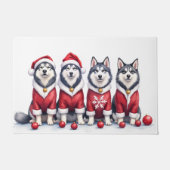 Alaskan Malamute Weihnachtskleid Santa Hut Fußmatte (Vorderseite)