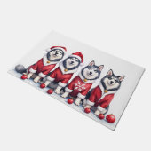Alaskan Malamute Weihnachtskleid Santa Hut Fußmatte (Schrägansicht)