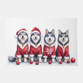 Alaskan Malamute Weihnachtskleid Santa Hut Fußmatte (Vorderseite)