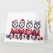 Alaskan Malamute Weihnachtskleid Santa Hut Karte (Gelbe Blume)