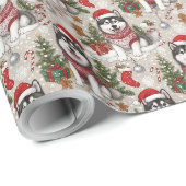 Alaskan Malamute Weihnachtsmuster Geschenkpapier (Rolleneckpunkt)