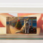 Alaskan Malamute Weihnachtsreise: Feierabend Etiketten (Befestigt)