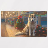 Alaskan Malamute Weihnachtsreise: Feierabend Etiketten (Design 1)