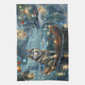 Alaskan Malamute Weihnachtsreise Geschirrtuch (Vertikal)