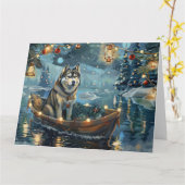 Alaskan Malamute Weihnachtsreise Karte (Gelbe Blume)