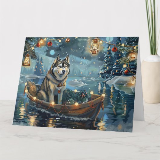 Alaskan Malamute Weihnachtsreise Karte (Vorderseite)