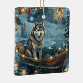 Alaskan Malamute Weihnachtsreise Keramikornament (Rechts)