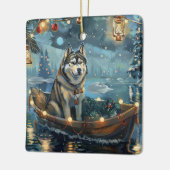 Alaskan Malamute Weihnachtsreise Keramikornament (Links)