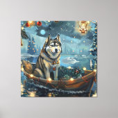 Alaskan Malamute Weihnachtsreise Leinwanddruck (Vorderseite)