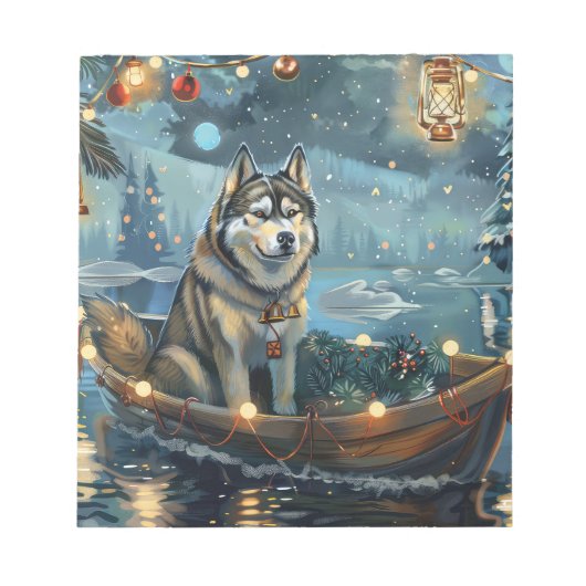 Alaskan Malamute Weihnachtsreise Notizblock (Vorderseite)