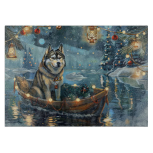 Alaskan Malamute Weihnachtsreise Schneidebrett