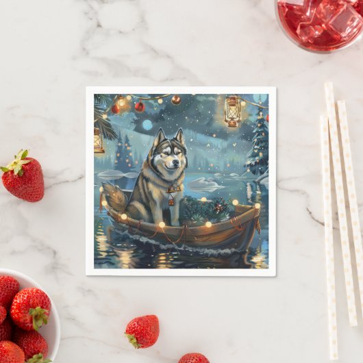 Alaskan Malamute Weihnachtsreise Serviette (Beispiel)