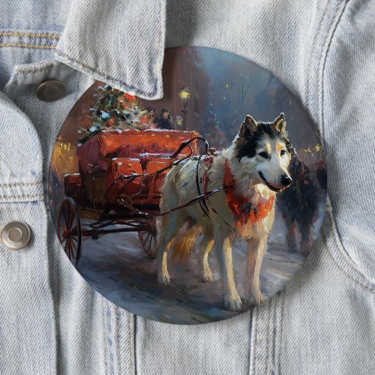 Alaskan Malamute Weihnachtssaison Button (Beispiel)