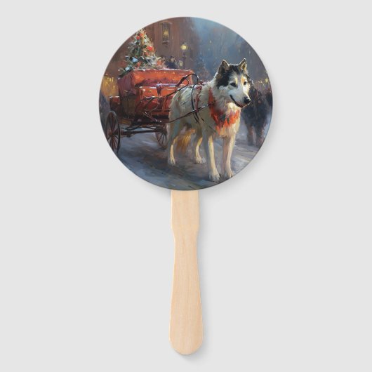 Alaskan Malamute Weihnachtssaison Fächer (Rückseite)