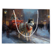 Alaskan Malamute Weihnachtssaison Große Geschenktüte (Rückseite)