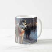 Alaskan Malamute Weihnachtssaison Kaffeetasse (VorderseiteRechts)