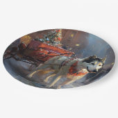 Alaskan Malamute Weihnachtssaison Pappteller (Schrägansicht)