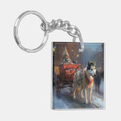 Alaskan Malamute Weihnachtssaison Schlüsselanhänger (Vorderseite links)