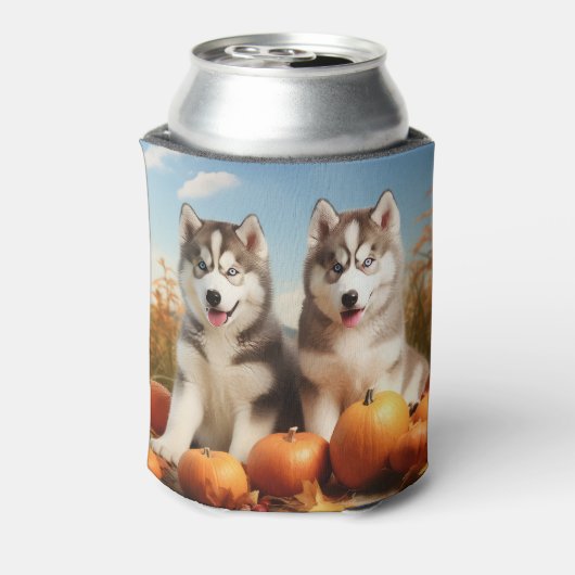 Alaskan Malamute Welpe Herbst Delight Pumpkin Dosenkühler (Kanne Rückseite)