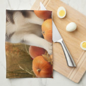 Alaskan Malamute Welpe Herbst Delight Pumpkin Geschirrtuch (Viertel Falte)