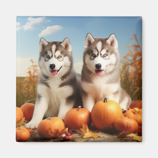 Alaskan Malamute Welpe Herbst Delight Pumpkin Magnet (Vorne)