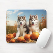 Alaskan Malamute Welpe Herbst Delight Pumpkin Mousepad (Mit Mouse)