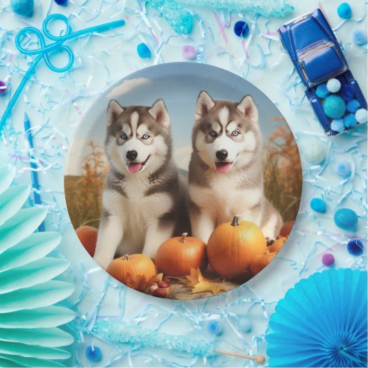 Alaskan Malamute Welpe Herbst Delight Pumpkin Pappteller (Party)