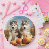 Alaskan Malamute Welpe Herbst Delight Pumpkin Pappteller (Party)