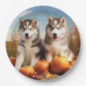 Alaskan Malamute Welpe Herbst Delight Pumpkin Pappteller (Vorderseite)