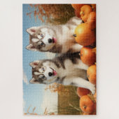 Alaskan Malamute Welpe Herbst Delight Pumpkin Puzzle (Vertikal)
