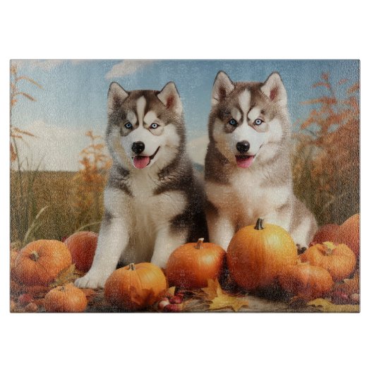 Alaskan Malamute Welpe Herbst Delight Pumpkin Schneidebrett (Vorderseite)