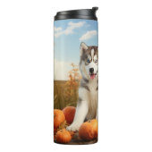 Alaskan Malamute Welpe Herbst Delight Pumpkin Thermosbecher (Nach links gedreht)