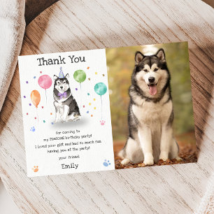 Alaskan Malamute Welpen-Hund Geburtstags-Dankeskar Einladung