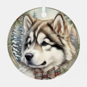 Alaskan Malamute Welppy's First Christmas Ornament Aus Metall (Rückseite)