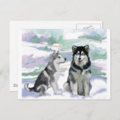 Alaskan Malamute Winter Szene Postkarte (Vorne/Hinten)