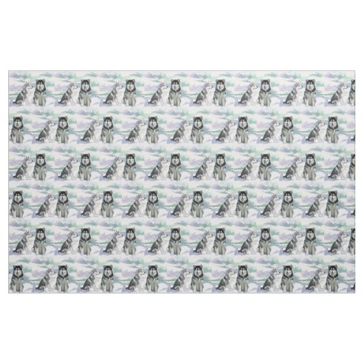 Alaskan Malamute Winterlandschaft Stoff (Yard (91,4 cm))