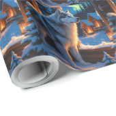 Alaskan Malamute With Christmas Lights Holiday  Geschenkpapier (Rolleneckpunkt)