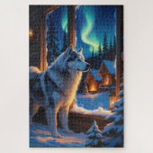 Alaskan Malamute With Christmas Lights Holiday Puzzle (Vertikal)