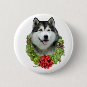 Alaskan Malamute Wreath - Schaltfläche Button