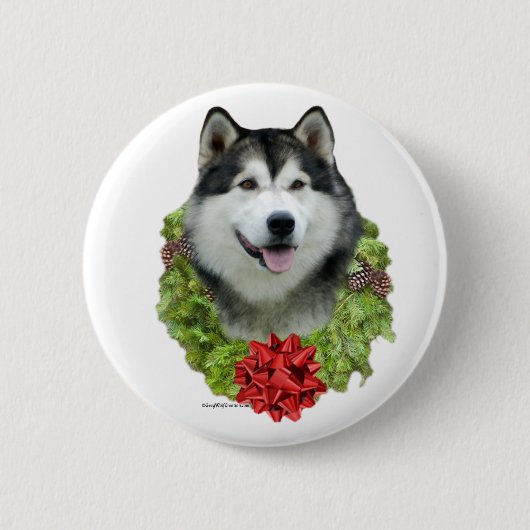 Alaskan Malamute Wreath - Schaltfläche Button (Vorderseite)