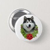 Alaskan Malamute Wreath - Schaltfläche Button (Vorne & Hinten)
