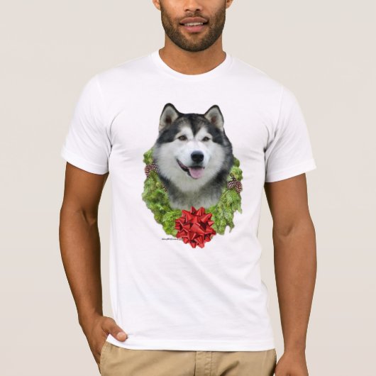 Alaskan Malamute Wreath T-Shirt (Vorderseite)