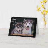 "ALASKAN MALAMUTES BIRTHTAY WISHHHES" KARTE (Gelbe Blume)