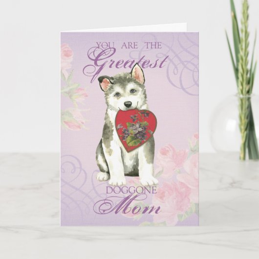 Alaskan Malemute Heart Mama Karte (Vorderseite)