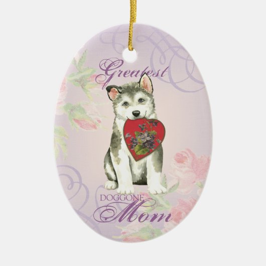Alaskan Malemute Herz Mama Keramik Keramik Ornament (Vorne)
