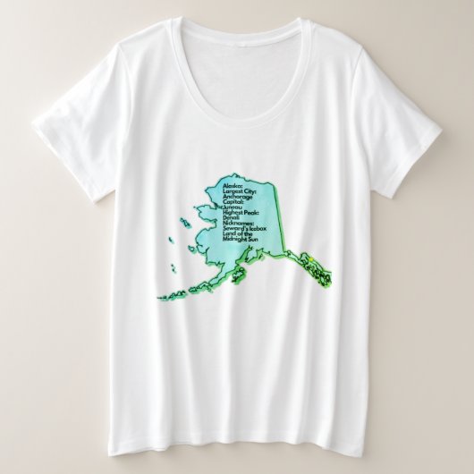 Alaskan Map und Fakten Große Größe T-Shirt (Design vorne)