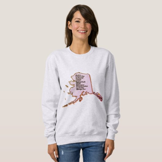 Alaskan Map und Fakten Sweatshirt (Vorne ganz)