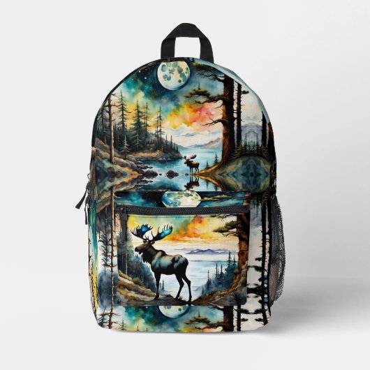 Alaskan Moose an der Bucht Bedruckter Rucksack (Vorderseite)