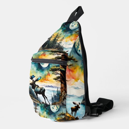 Alaskan Moose an der Bucht Crossbody Bag (Rechte Ecke)